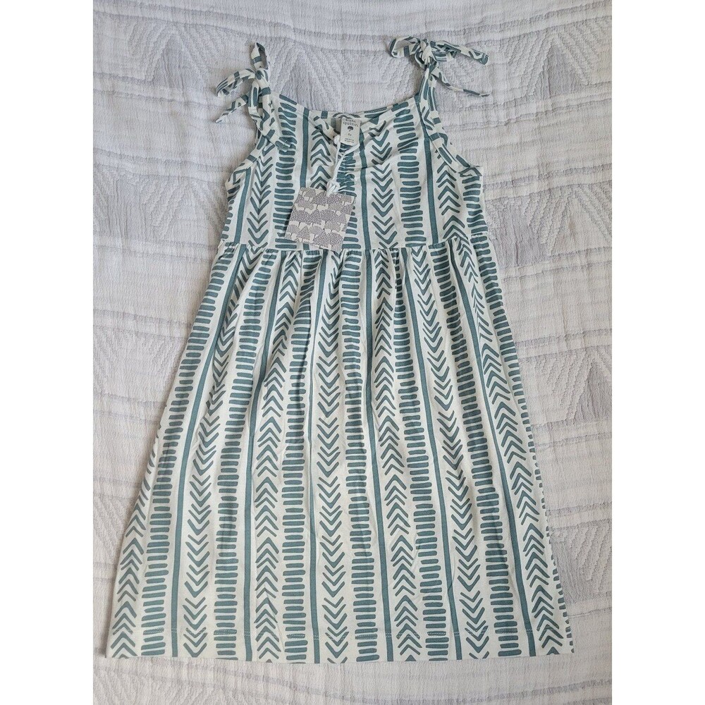 kate quinn White and Teal Patterned Casual Girls Dress